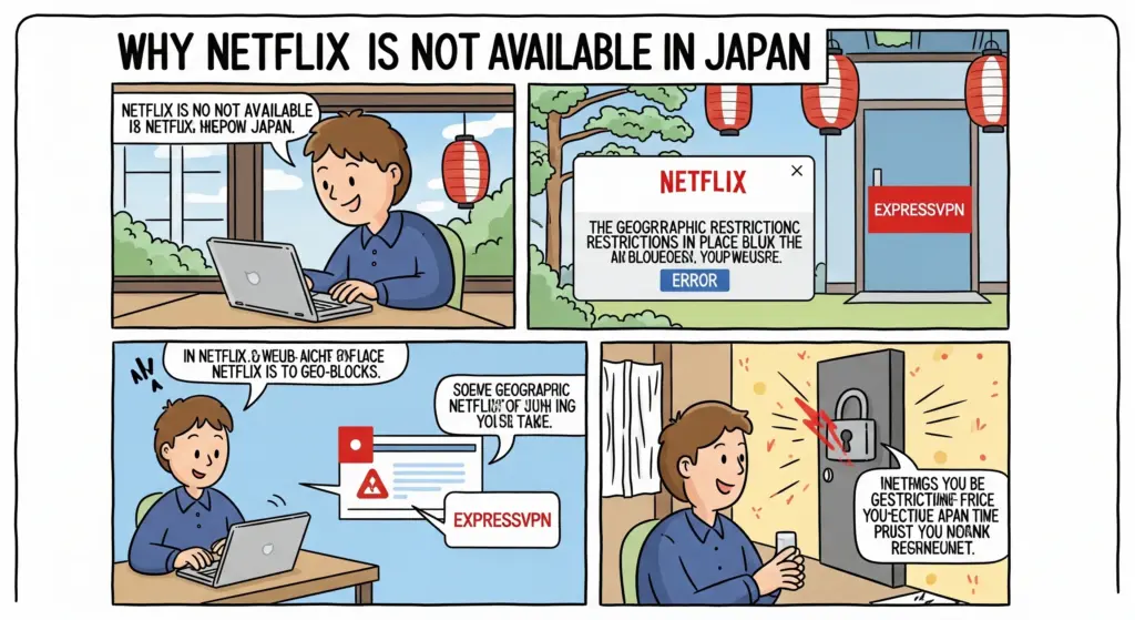 ExpressVPNでNetflixが日本で見れない原因を解説