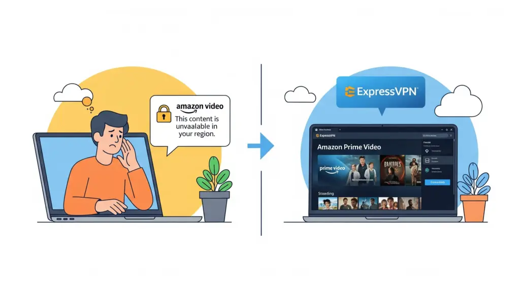 ExpressVPNでAmazonプライムが日本で見れない原因と解決策